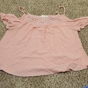Pink open shoulder top